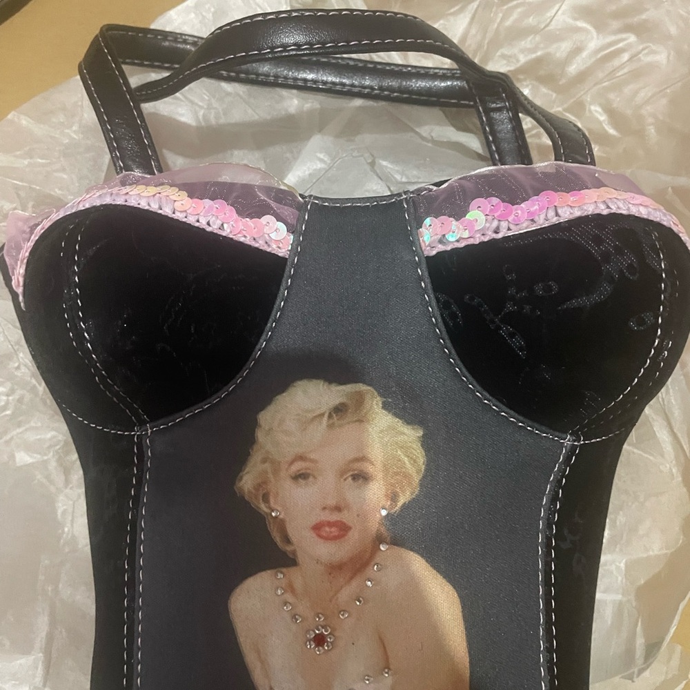 Marylin Monroe Black Corset Bag with Iconic Print